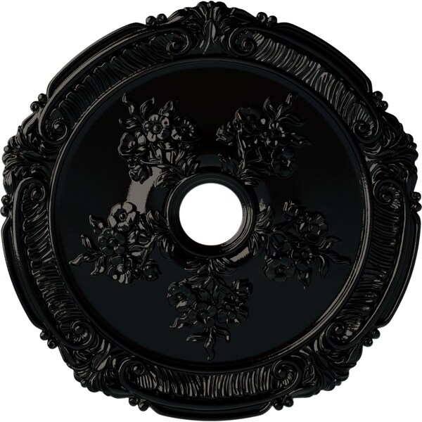 Ekena Millwork Attica with Rose Ceiling Medallion (Canopies up to 4 1/2"), 26"OD x 3 3/4"ID x 1 1/2"P, Black Pearl CM26ATBPS - main